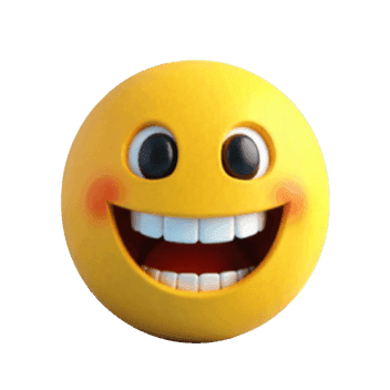 Happy smiling emoji with big white teeth and rosy cheeks