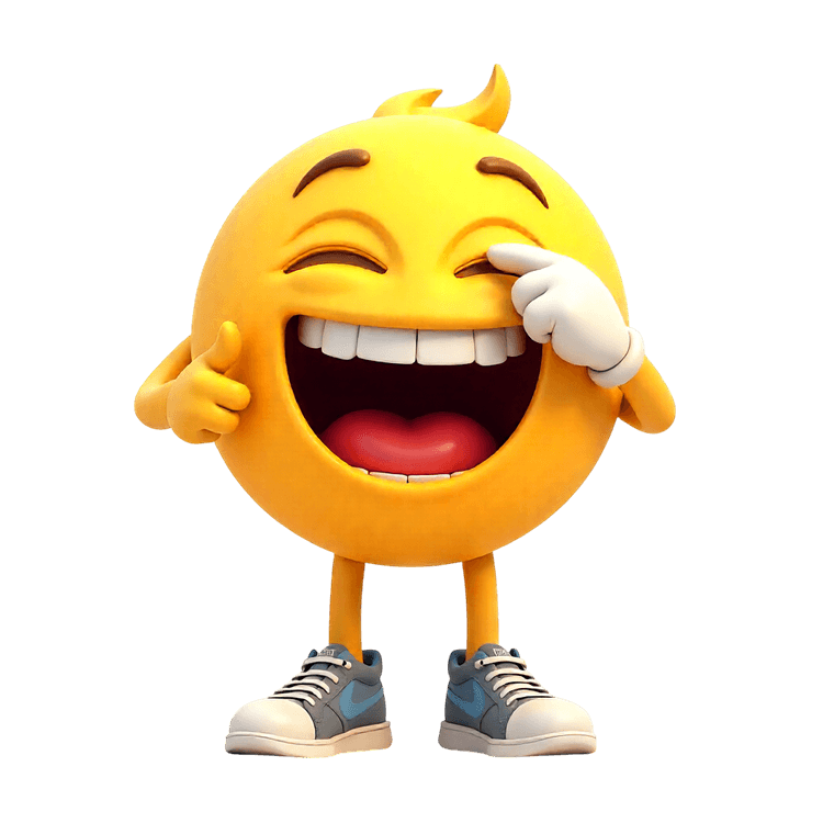 3d emoji character laughing with thumb up and sneakers