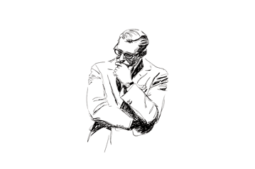 Abstract sketch of a thoughtful man.