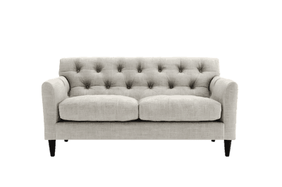 Elegant light grey buttoned sofa perfect for modern interiors
