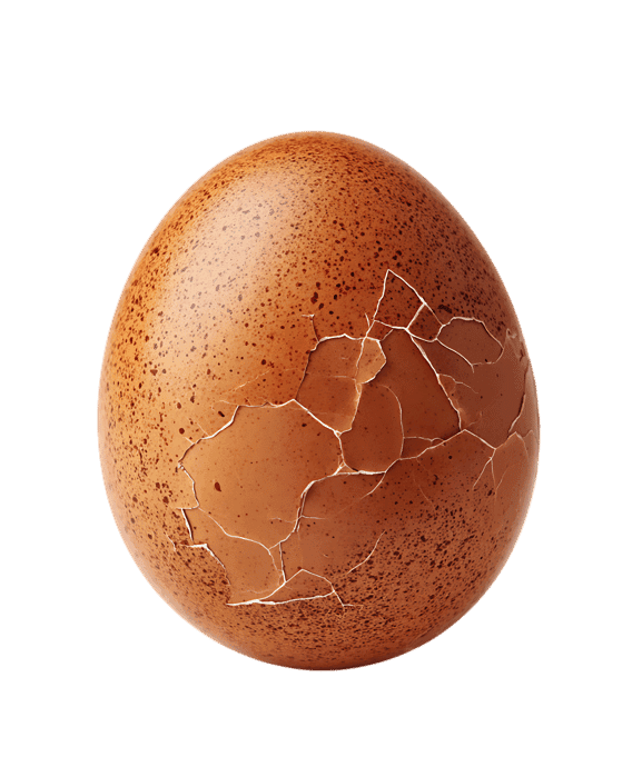 Cracked brown egg shell close-up