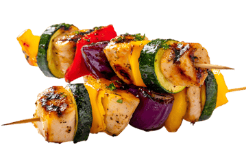 Delicious grilled chicken and vegetable skewers, perfect for summer BBQs.