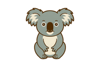 Cartoon koala bear sitting, cute animal illustration