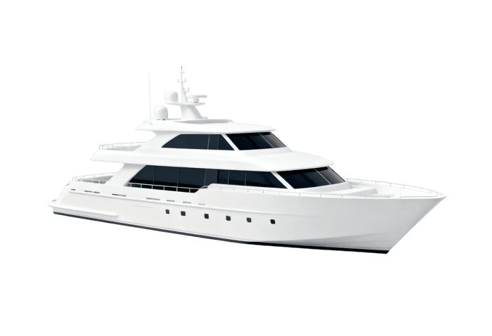 Modern white motor yacht on transparent background102