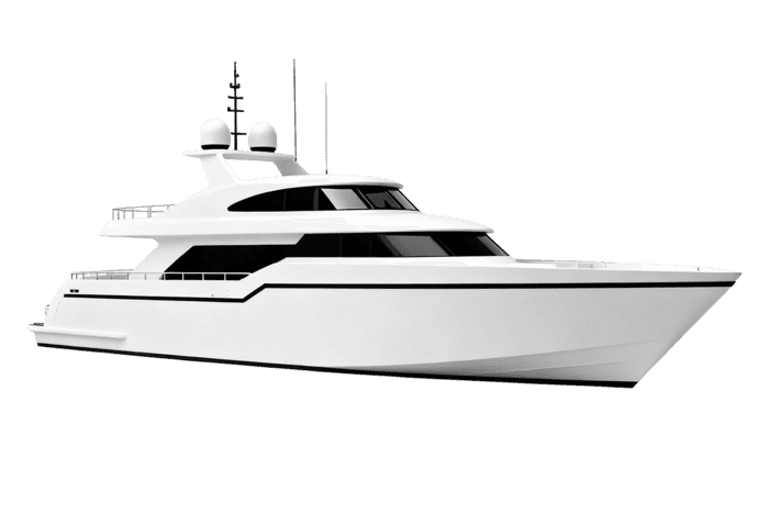 Modern white yacht on transparent background721