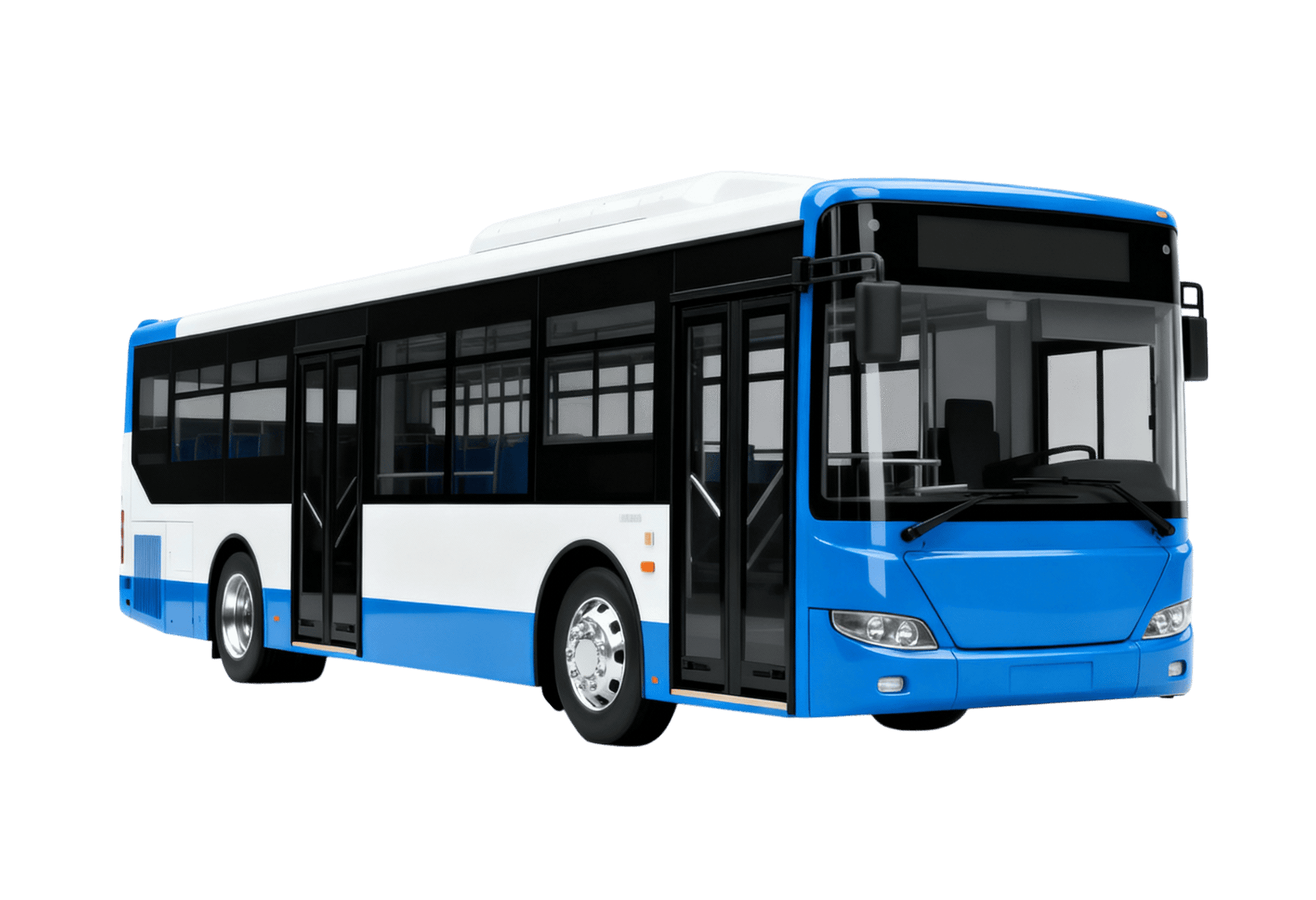 Blue and white city bus for public transportation