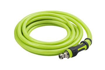 Bright green coiled air hose with connectors