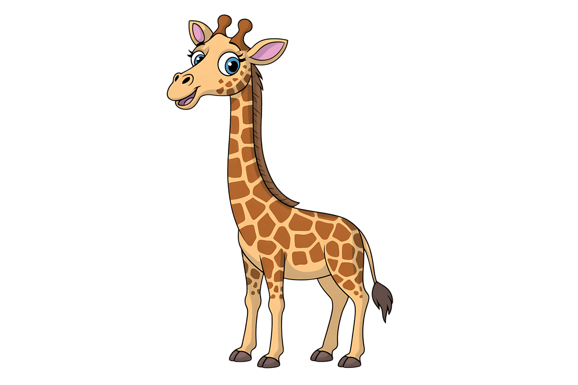 Cute cartoon giraffe illustration on transparent background