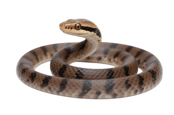 Brown vine snake coiled up, isolated on transparent background