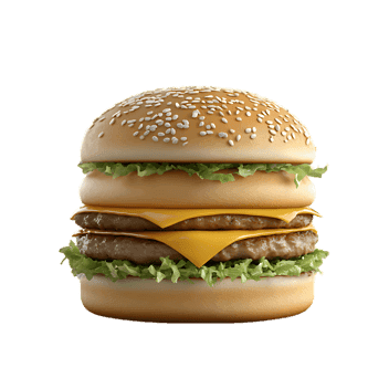 Juicy double cheeseburger with sesame bun