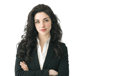 Confident businesswoman with arms crossed.
