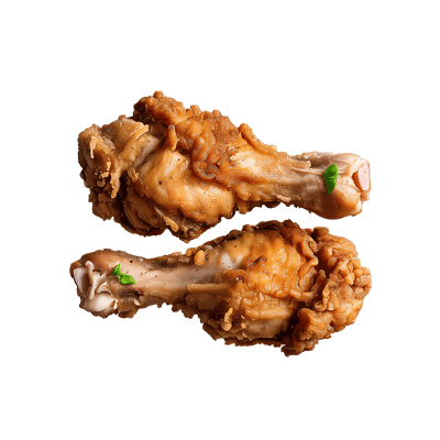 Crispy fried chicken drumsticks, close up.
