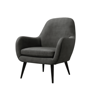Stylish dark gray armchair on white background