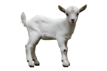 White goat kid on transparent background