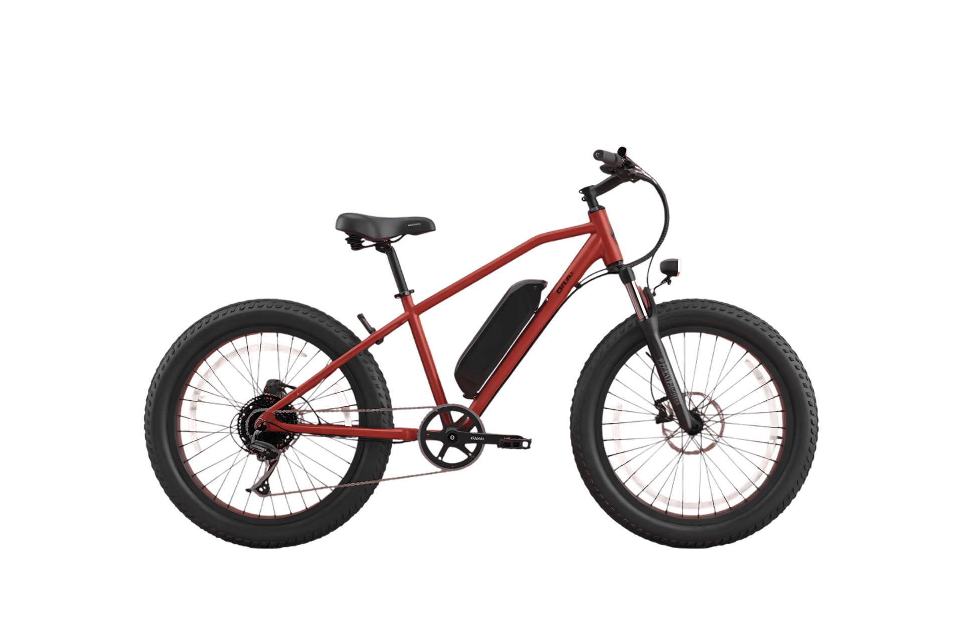 Red electric fat bike for off road adventures and urban commuting