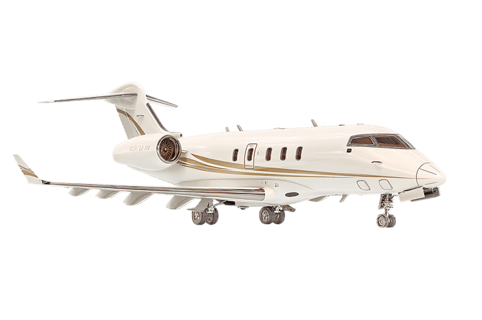 Private jet isolated on black background.