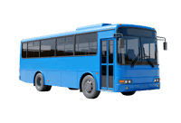 Blue public transportation bus for commuting and travel