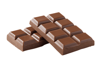 Two milk chocolate bars isolated on black background