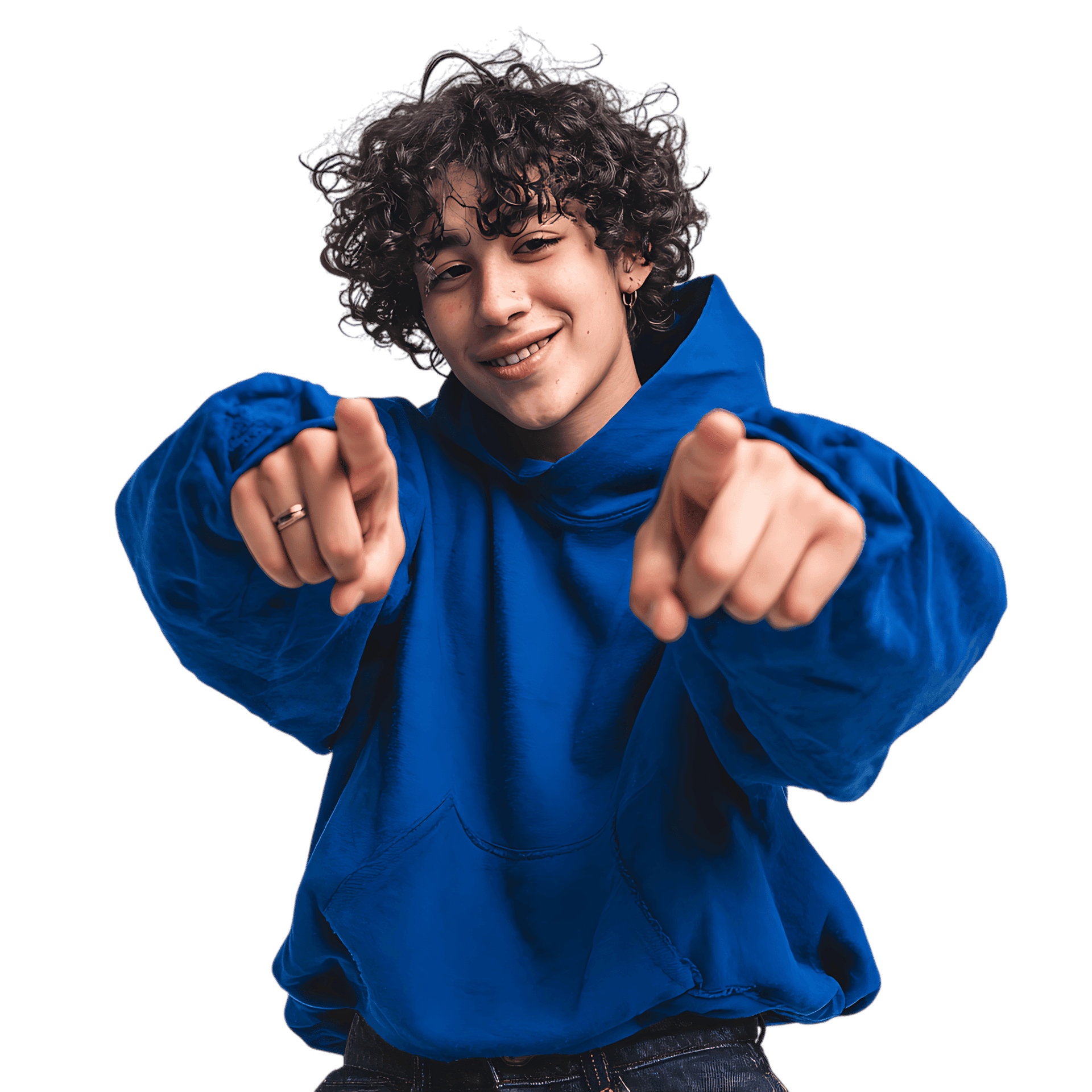 Confident young man pointing towards the camera. Perfect for advertising and marketing campaigns.