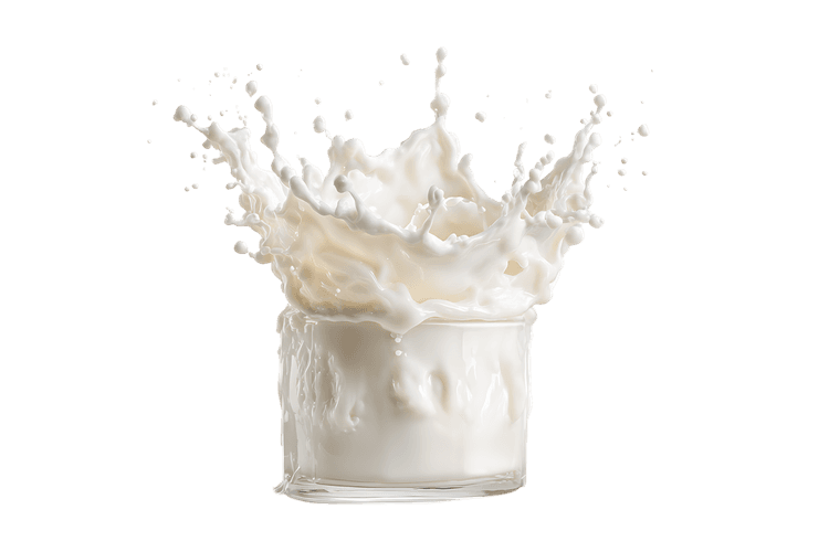 Milk splash in a glass, fresh dairy product