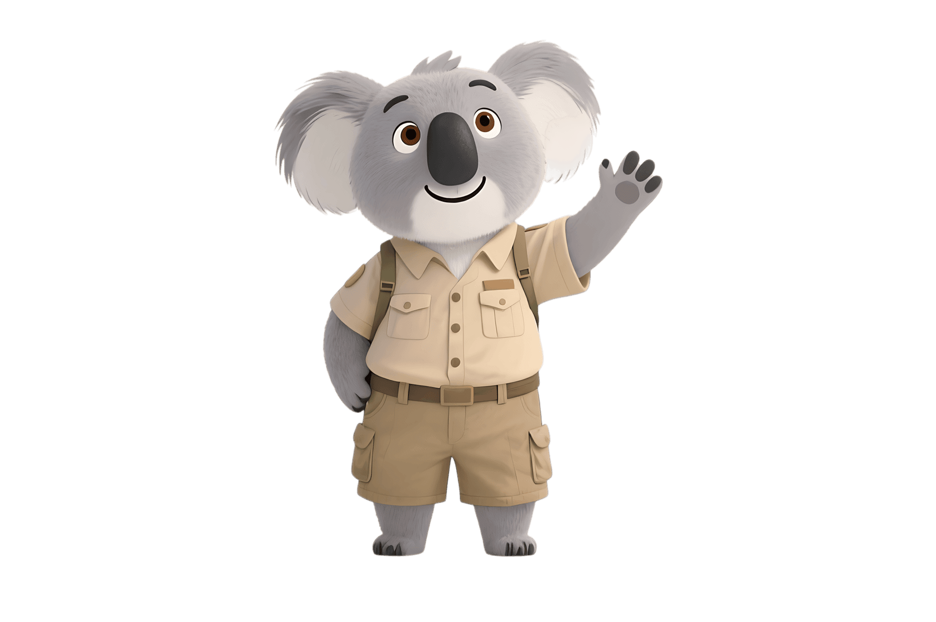 Cartoon koala character waving hello