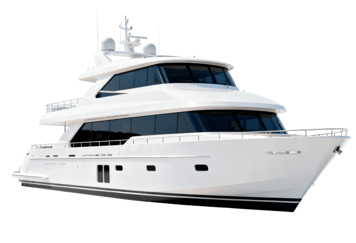 Luxury white yacht for recreation and travel