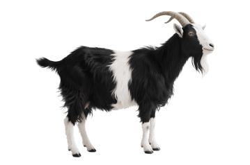 Black and white goat with beard