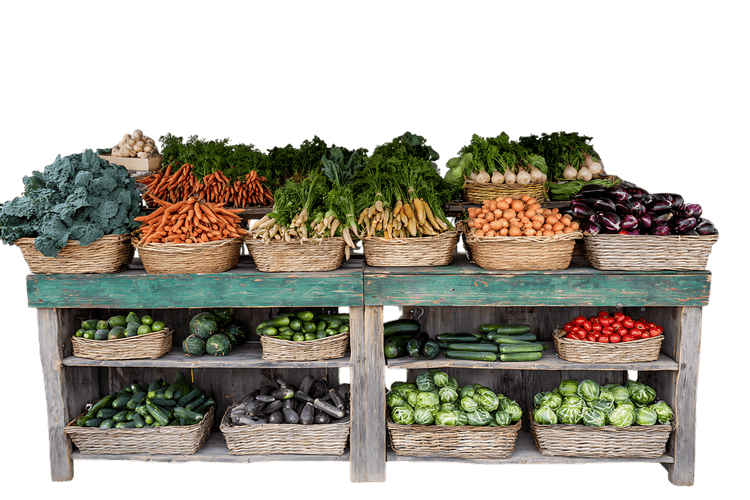 Fresh organic vegetables at a farmer's market.
