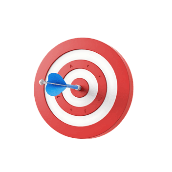 Red and white target with blue dart hitting the center, symbolizing accuracy and goal achievement