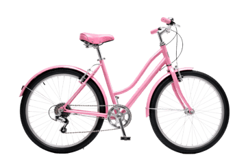 Stylish pink step through bicycle for fun and easy transportation