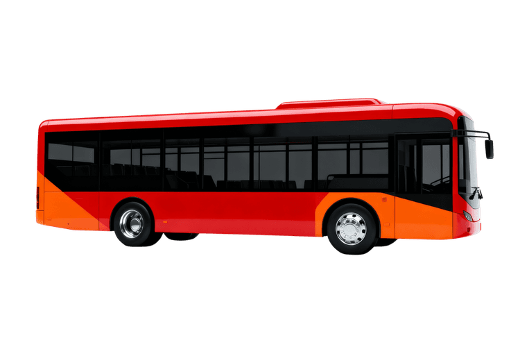 Red and orange city bus for public transportation