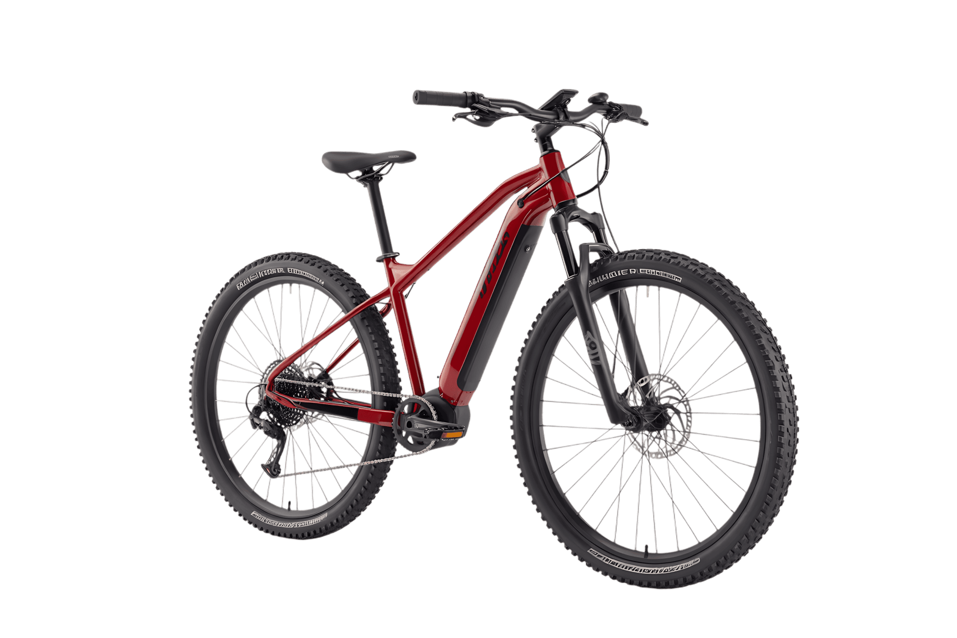 Red electric mountain bike for outdoor adventure and exercise