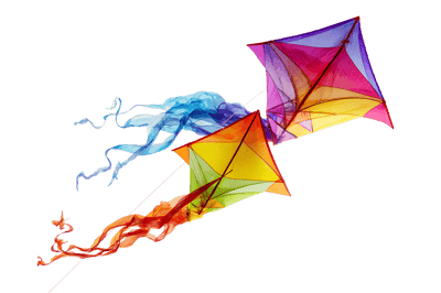 Two vibrant kites soaring in the wind.  Perfect for summer, fun, and freedom.