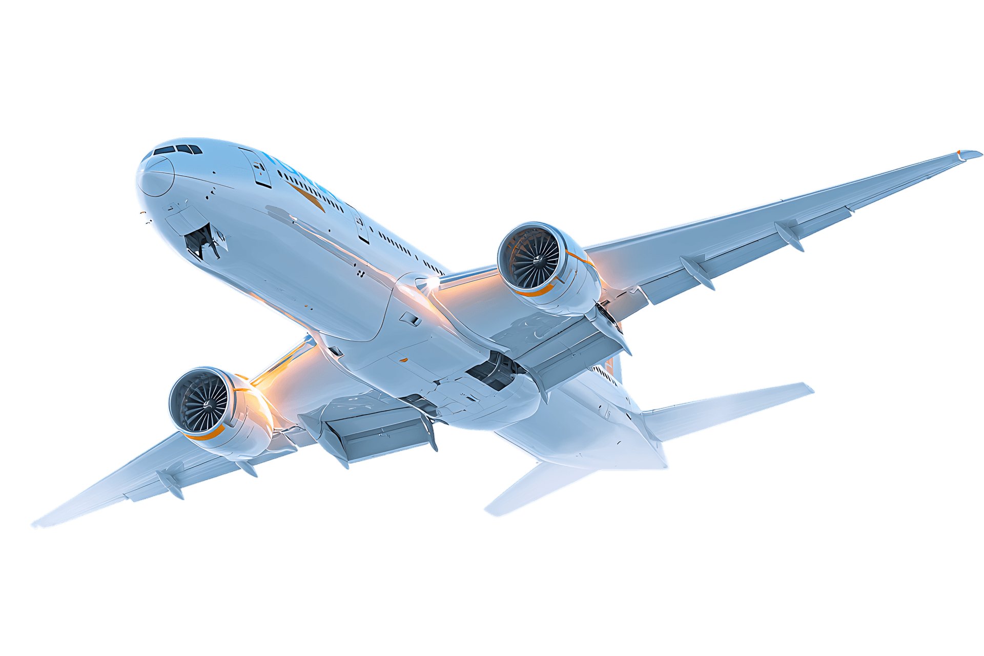 Airplane taking off, aerial view.
