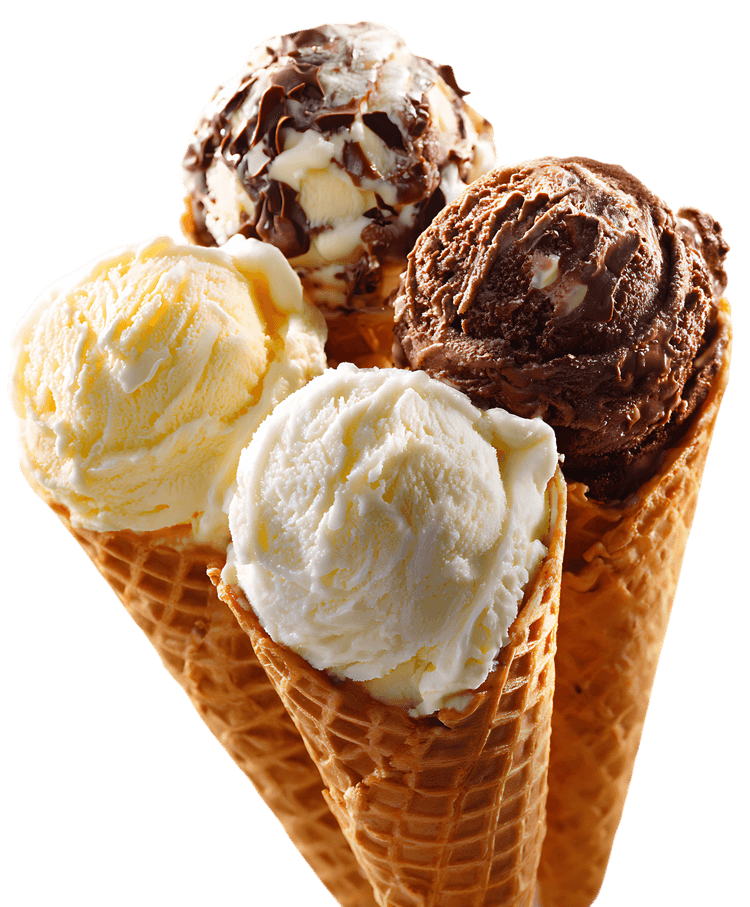 Creamy ice cream scoops in cones666