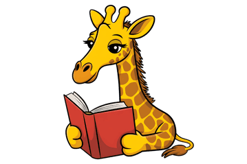 Cartoon giraffe reading book