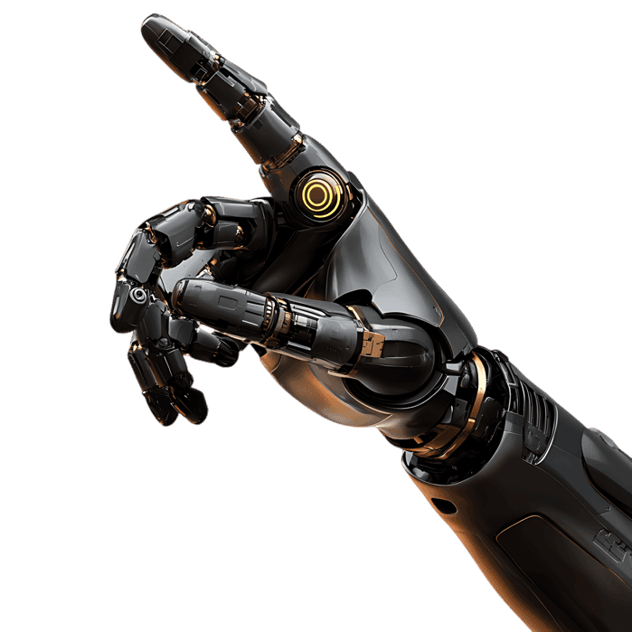 Robotic hand pointing, futuristic technology