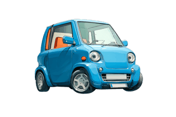 Cartoonish blue electric car