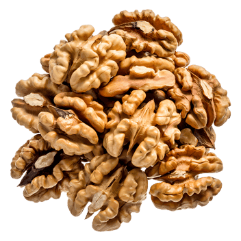 Pile of walnuts, close up view.