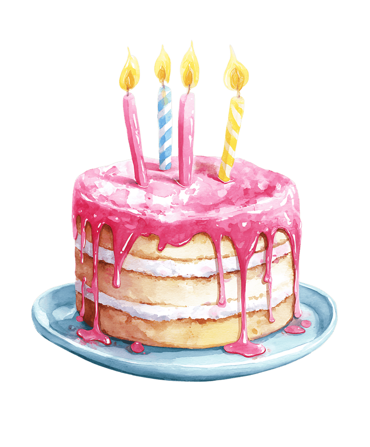Watercolor Birthday Cake