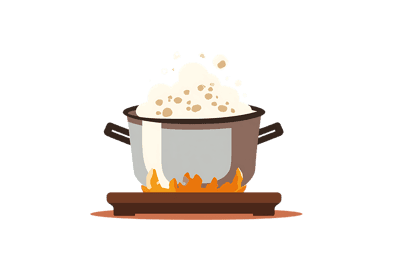 Boiling pot on a stove, cooking food illustration