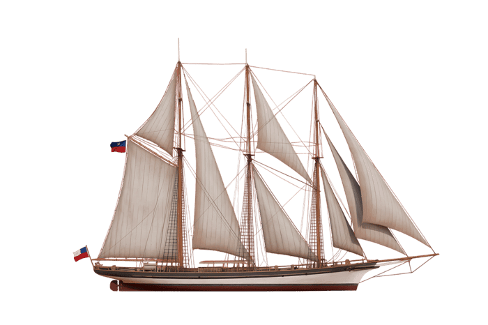 Chilean tall ship with white sails