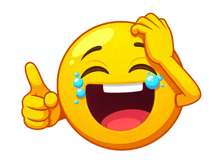 Laughing emoji with tears and thumbs up gesture