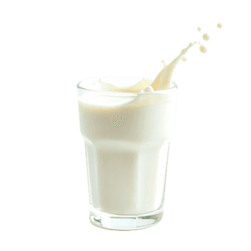 Glass of milk with splash, dairy beverage close up