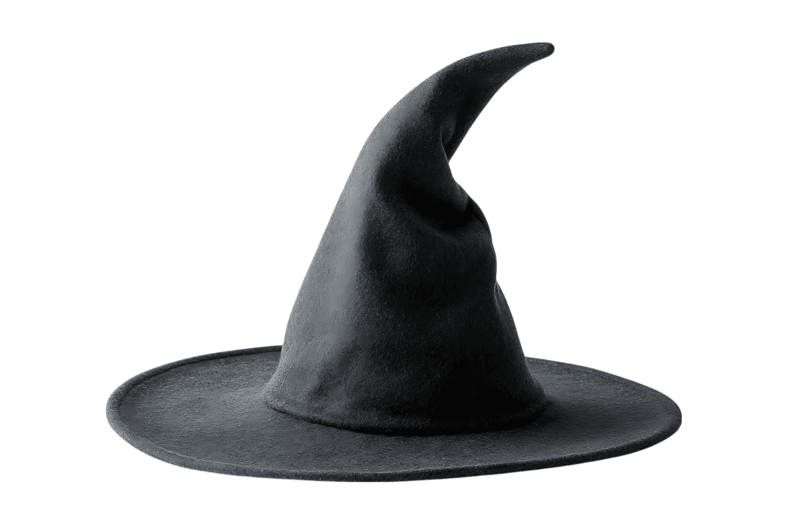 Dark wizard hat isolated on black background
