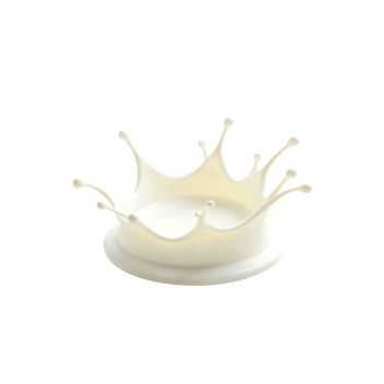 High speed photograph of milk droplet creating a crown shaped splash, isolated on white background