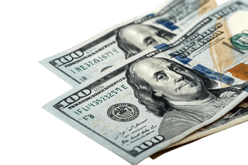 Close up of several hundred dollar bills.