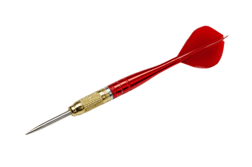 Single red dart isolated on black background569.