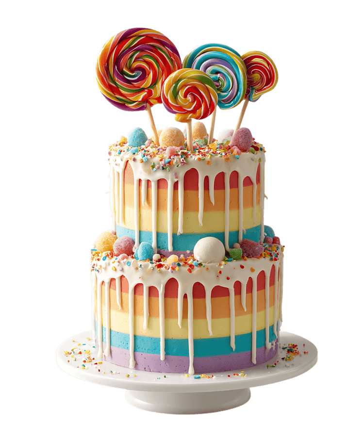 Rainbow layered cake with lollipops284