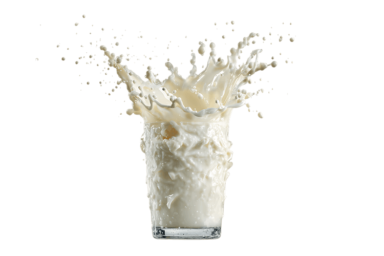 Milk splash in glass. Fresh dairy product.